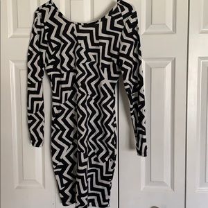 Black and white zebra body con dress